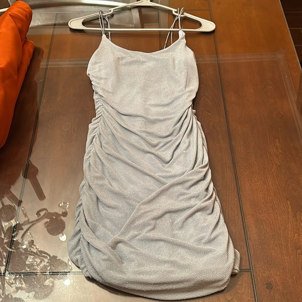 sparkling blue dress formal mini tight dress not see through